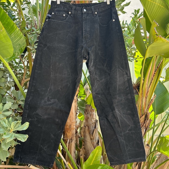Vintage 90s Pepe Jeans USA Black Denim Jeans 33x28 Whiskered - Picture 1 of 5